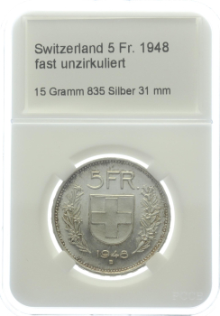 Schweiz 5 Franken 1948 B - fast unzirkuliert
